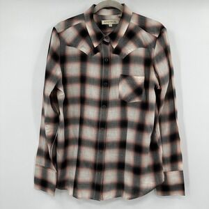 Stetson Womens Plaid Western Snap Front Shirt Cotton Large Cowgirl Ranch Country
